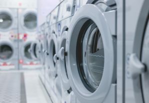Close up of washing machines